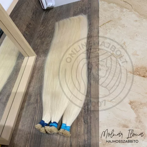Hajhosszabbítás 100g szőke 60cm póthaj mikro-hőillesztéssel felrakva 