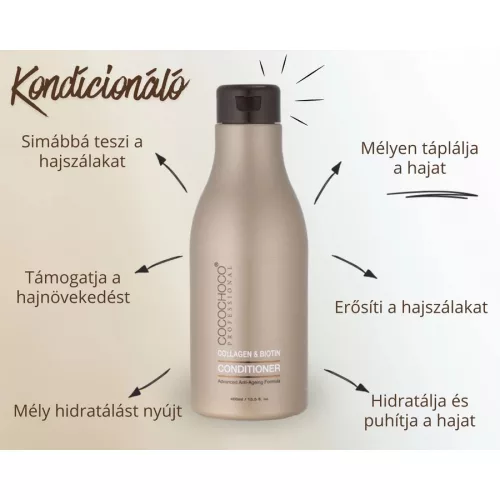 COCOCHOCO Szulfátmentes Kollagén - Biotin Kondicionáló (400 ml) mélyhidratáló, regeneráló hajápolás