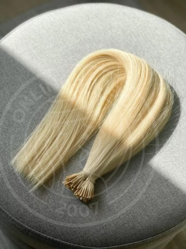 62cm, 100g, szőke, mikrogyűrűhöz előkészített, prémium minőségű haj