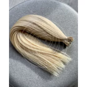   65cm, szőke, prémium minőségű haj, nanogyűrűre tincsezve