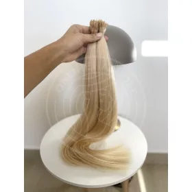   65cm, 200g, szőke, mikrogyűrűhöz előkészített, prémium minőségű haj
