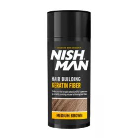   Nish Man Keratin Fiber dúsító és színező hatású folt kitöltő rostok (barna) 20g