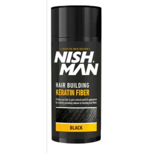 Nish Man Keratin Fiber dúsító és színező hatású folt kitöltő rostok (fekete) 20g