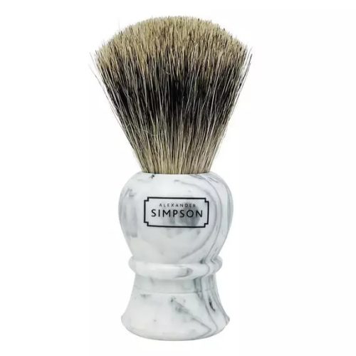 Alexander Simpson Shaving Brush Synthetic Islington Faux Grey Italian Marble (L)