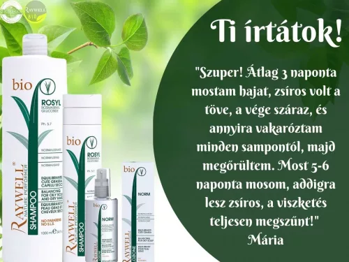 Raywell BIO ROSYL – Normalizáló sampon, zsíros fejbőrre és száraz hajra, 2x250 ml, a második 30 % engedménnyel